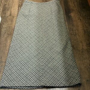 Gap Classic Black and White Plaid Pencil Maxi Skirt Long Checks Wool